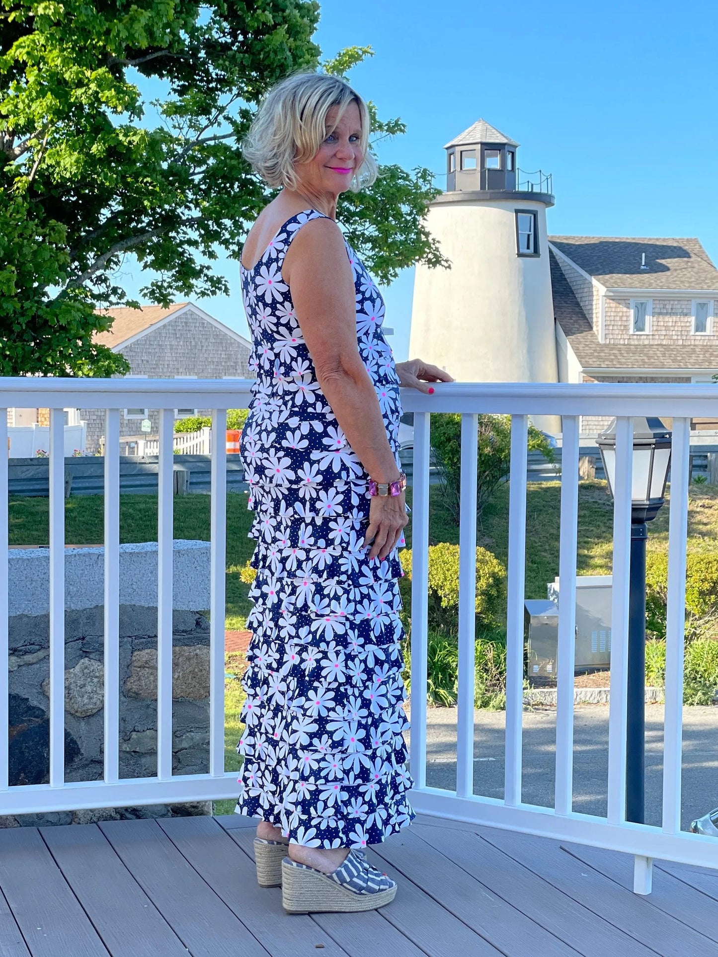 NAVY DAISY MAXI CHA CHA DRESS