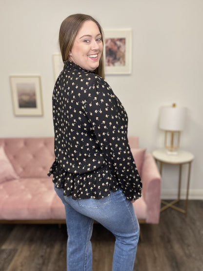 Fun Floral Women's Puff Long Sleeve Top