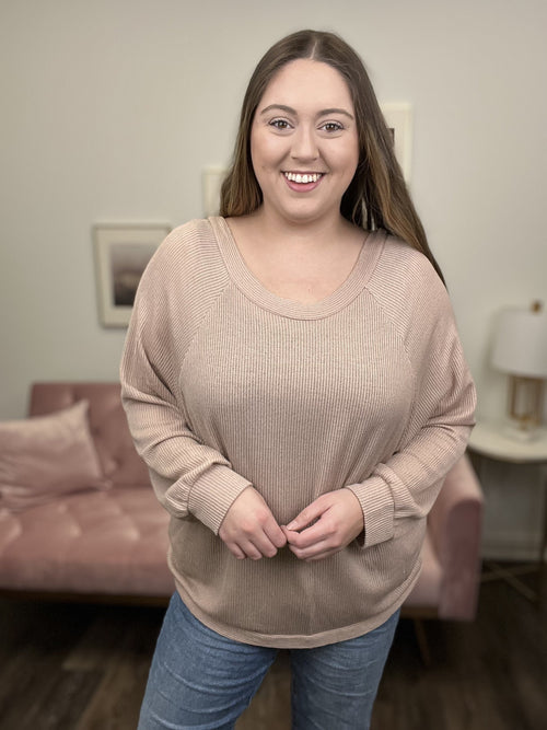 What A Vibe Women's Twist Back Knit Long Sleeve Top
