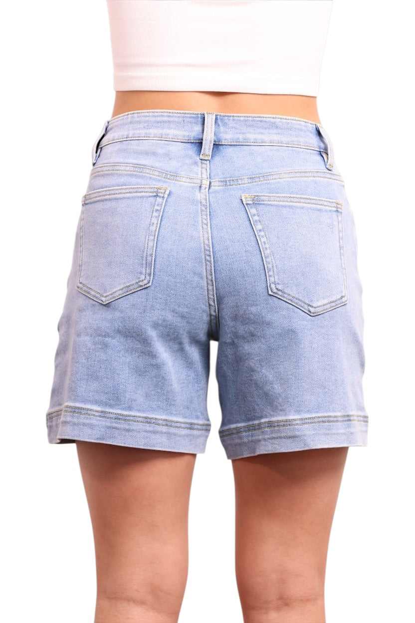The Koda High-Rise Denim Shorts - Blue