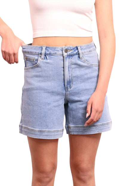 The Koda High-Rise Denim Shorts - Blue