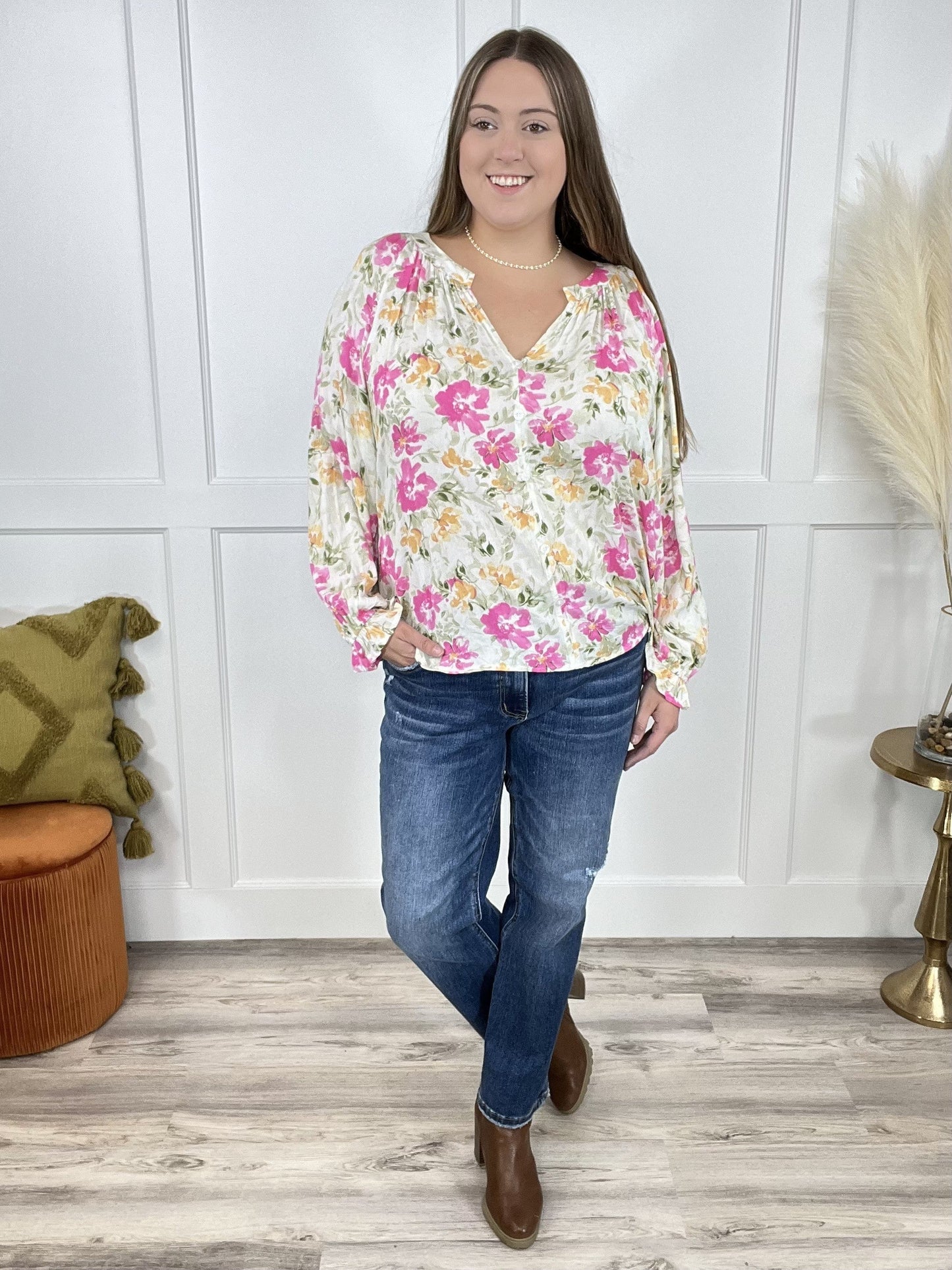 Buy Myself Flowers Women's Floral Long Sleeve Top
