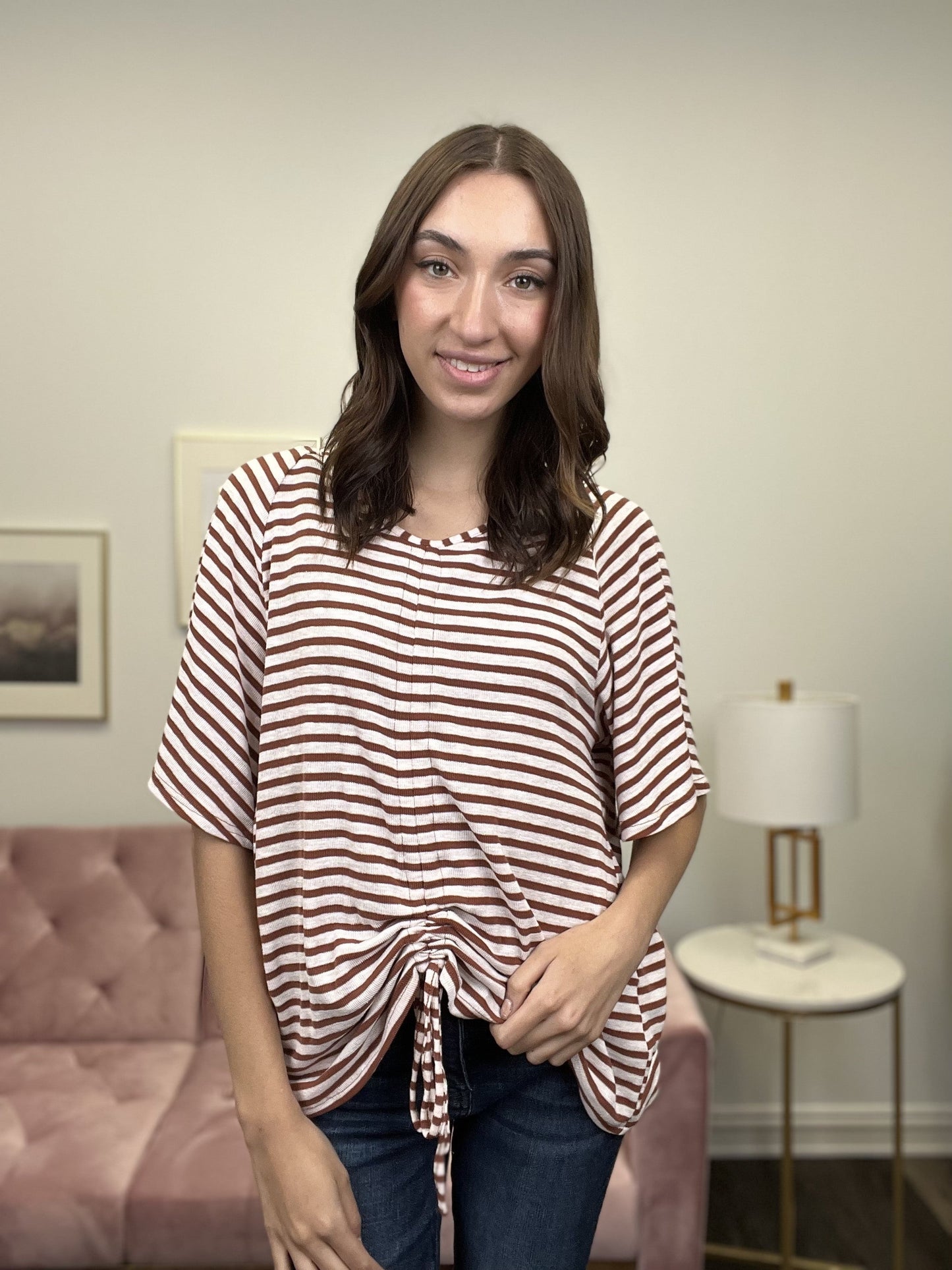 Sweet Honey Women's Striped Short Sleeve Top
