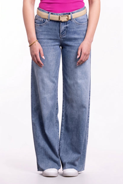 The Kristen Mid-Rise Tummy Control Wide Leg Denim