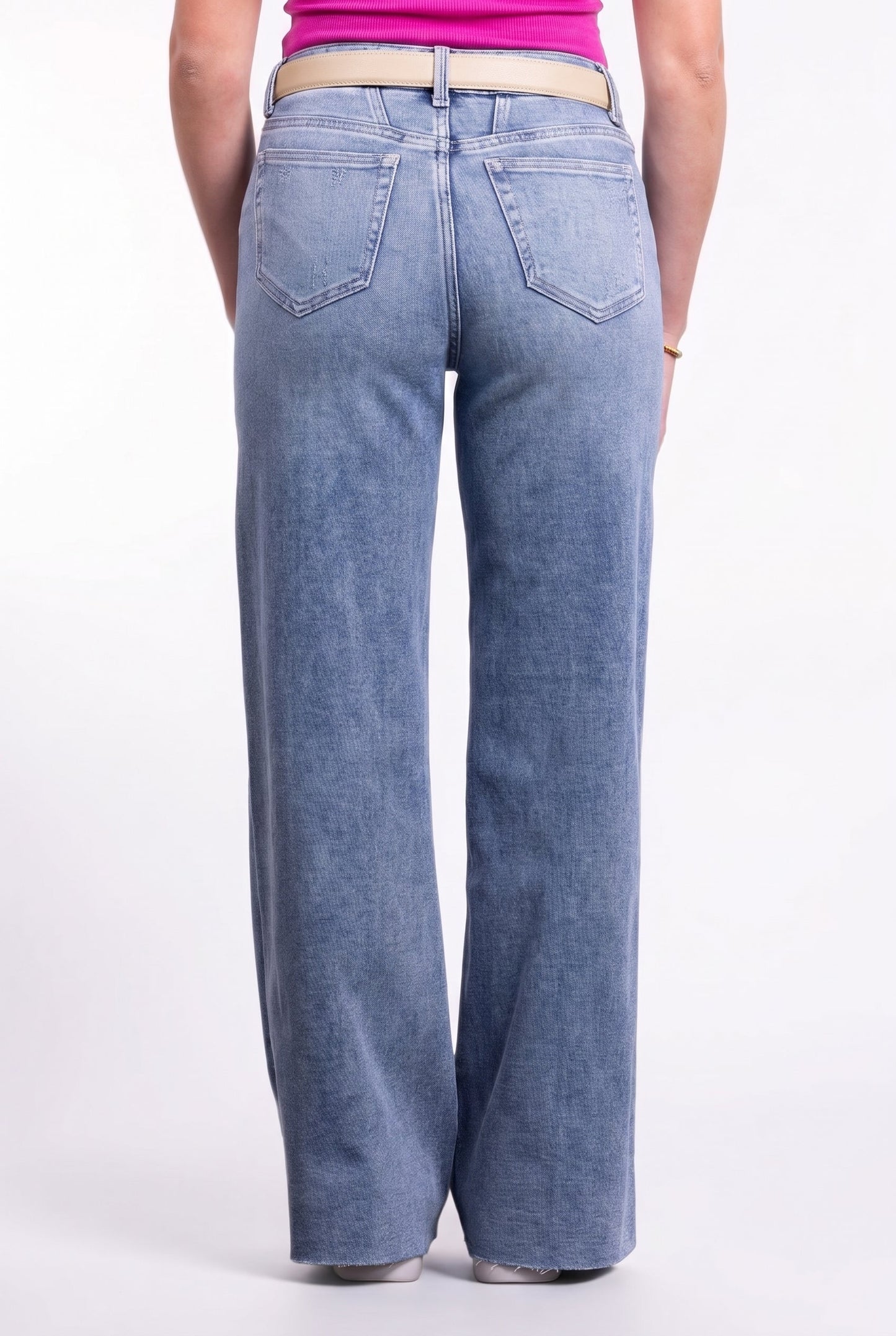 The Kristen Mid-Rise Tummy Control Wide Leg Denim