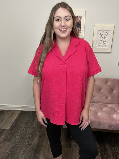 Courage To Continue Women's Textured Collared Short Sleeve Top