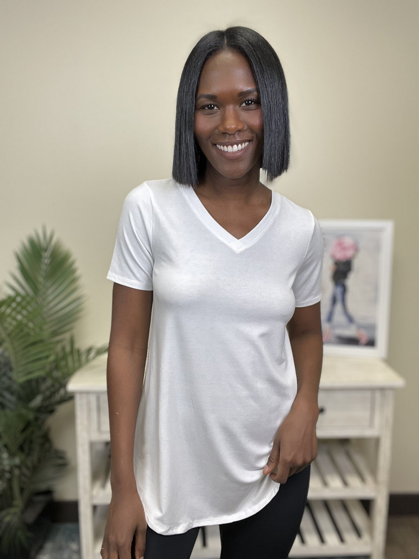 Oh So Glamorous Women's Hi-Lo Classic Short Sleeve Top