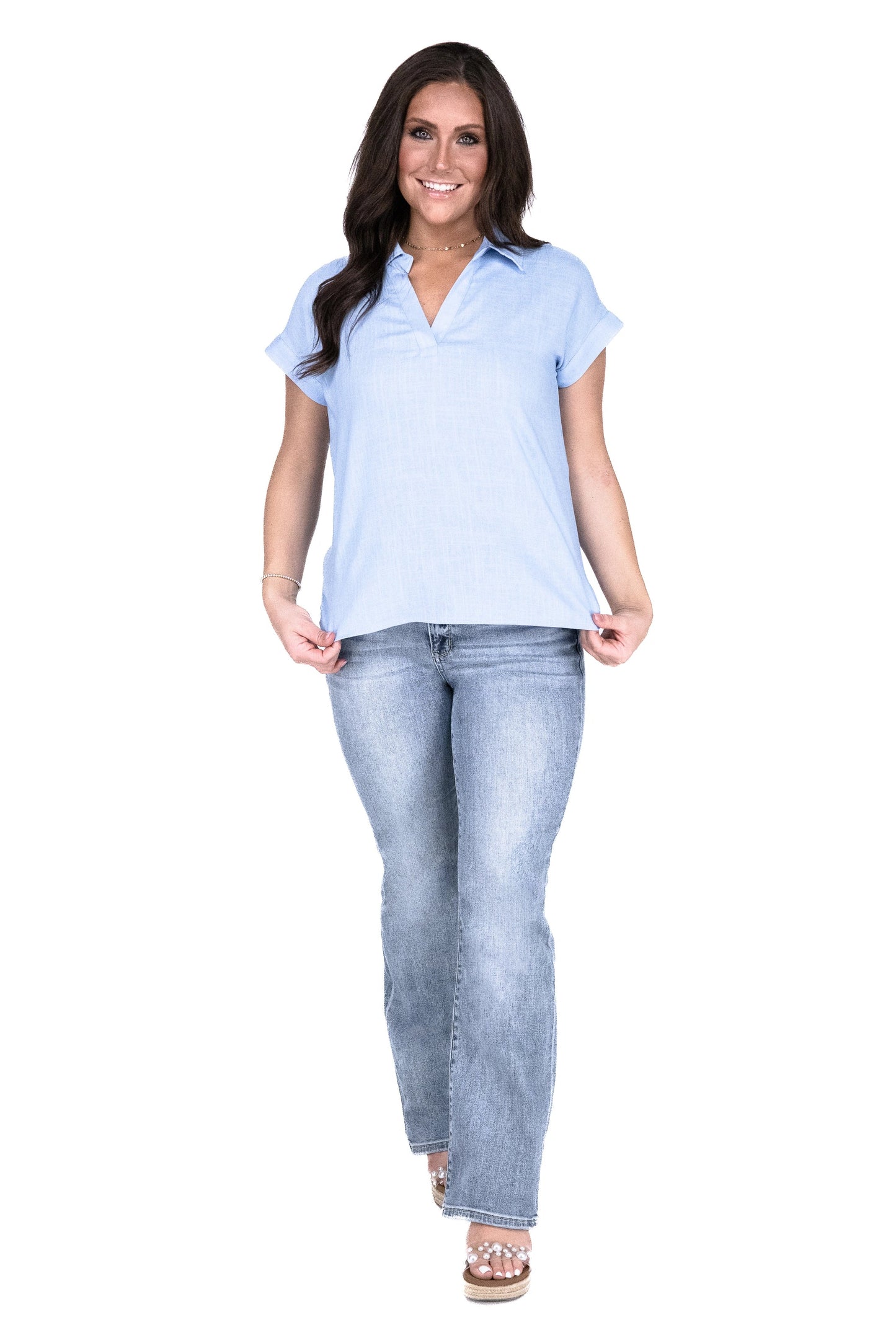 Women's Collared Short Sleeve Top